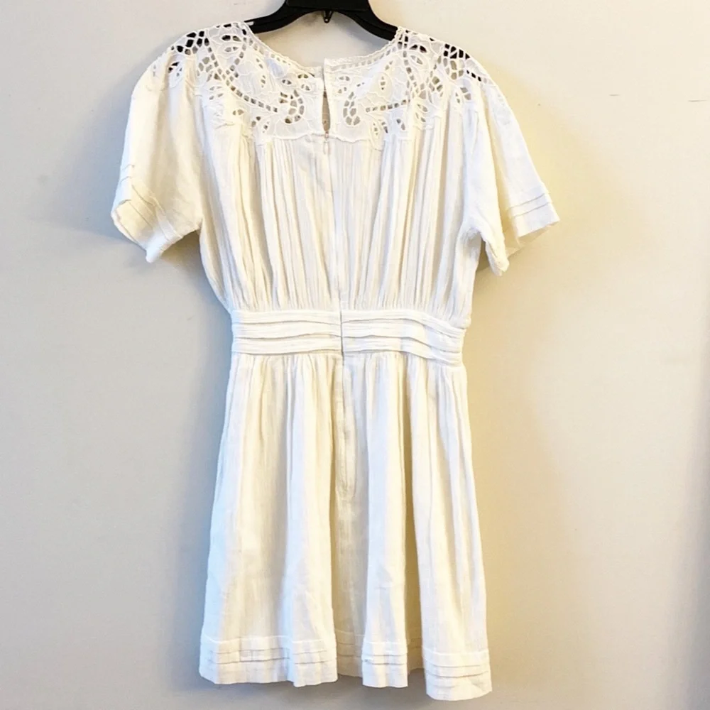 NWT $228 ALLSAINTS | Lisa white cotton eyelet lace bride tie mini dress size XS
